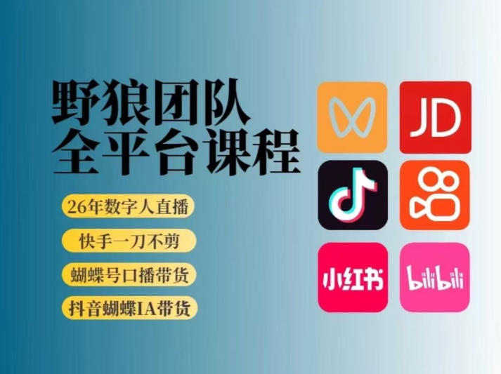 野狼团队2026新版全平台短视频带货教学，打开流量突破口，开始Ai带货(更新1016)-优优云网创