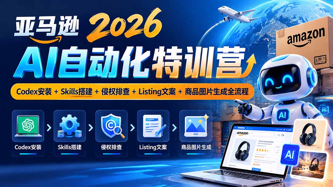 亚马逊2026AI自动化-10月特训营：Codex安装+Skills搭建+侵权排查+Listing文案+商品图片生成全流程-优优云网创