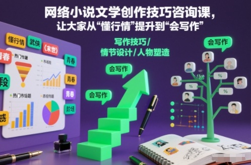 网络小说文学创作技巧咨询课，让大家从“懂行情”提升到”会写作”的高度-优优云网创
