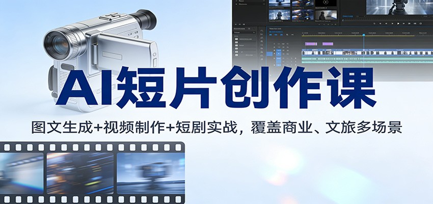 AI短片创作课：图文生成+ 视频制作+短剧实战，覆盖商业、 文旅多场景-优优云网创