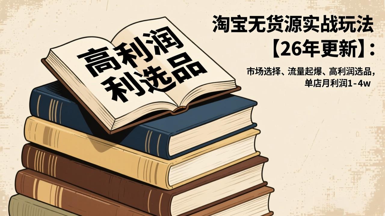 淘宝无货源实战玩法【26年更新】：市场选择、流量起爆、高利润选品，单店月利润1-4w-优优云网创