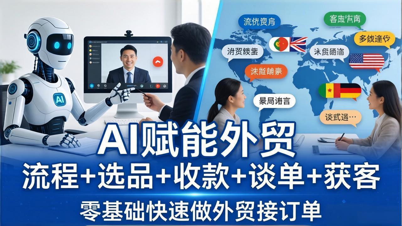 外贸+AI实战课：流程+选品+收款+谈单+获客，零基础快速做外贸接订单-优优云网创
