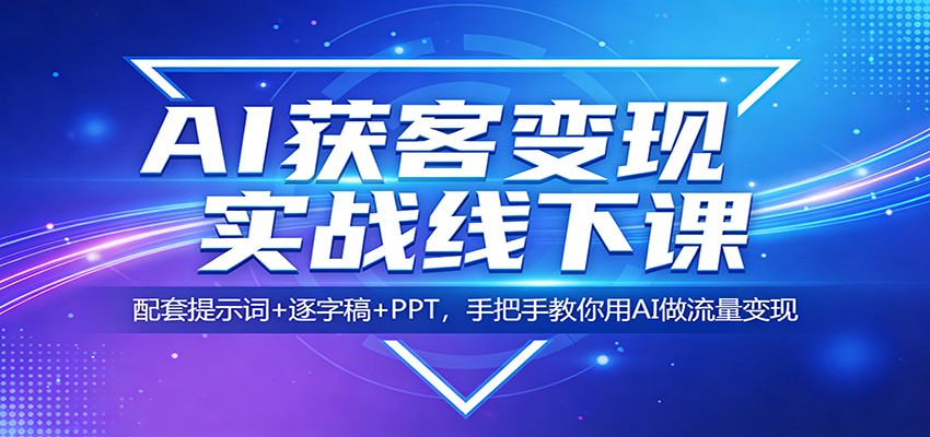 AI获客变现实战线下课：配套提示词+逐字稿+PPT，手把手教你用AI做流量变现-优优云网创