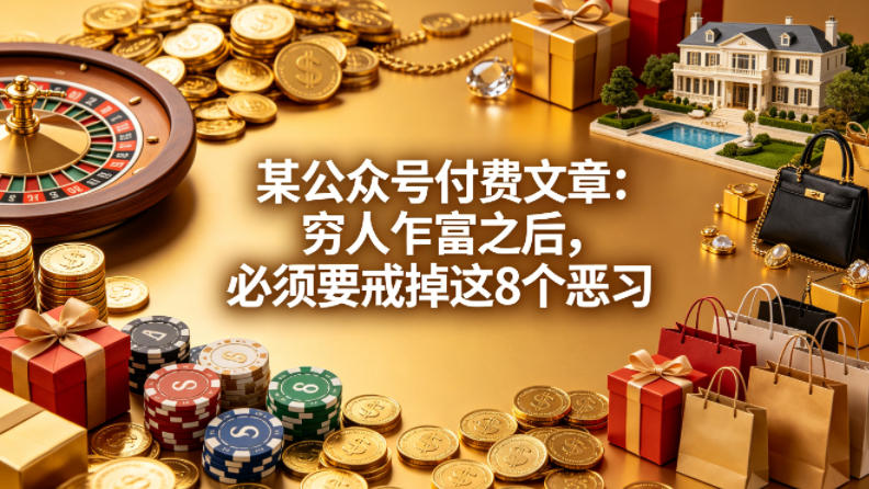 某公众号付费文章:穷人乍富之后,必须要戒掉这8个恶习-优优云网创