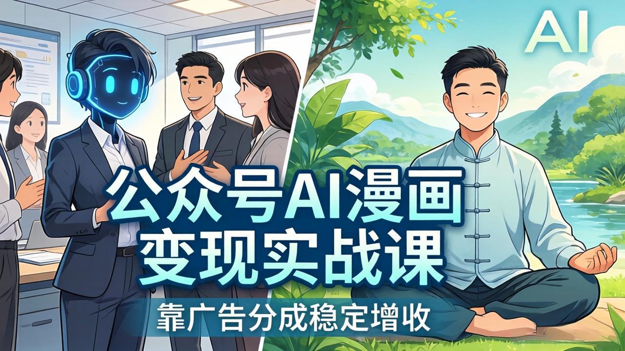 公众号AI漫画变现实战课：星座/职场/养生多赛道+智能体发文，靠广告分成稳定增收-优优云网创