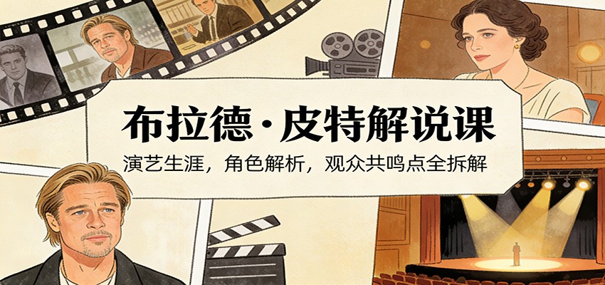 演员说-布拉德.皮特解说课：演艺生涯，角色解析，观众共鸣点全拆解-优优云网创