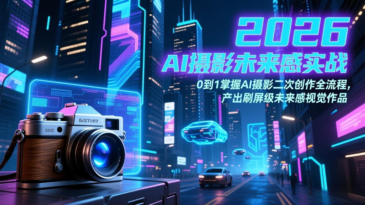 2026 AI摄影未来感实战：0到1掌握AI摄影二次创作全流程，产出刷屏级未来感视觉作品-优优云网创