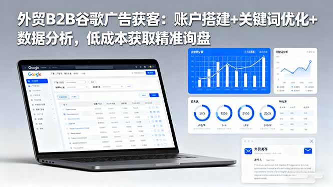 外贸B2B 谷歌广告获客：账户搭建+关键词优化+数据分析 低成本获取精准询盘-优优云网创