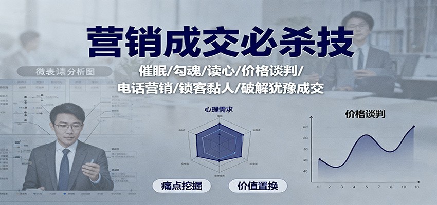 营销成交必杀技:催眠/勾魂/读心/价格谈判/电话营销/锁客黏人/破解犹豫成交-优优云网创