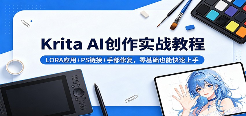 Krita AI创作实战教程:LORA应用+PS链接+手部修复,零基础也能快速上手-优优云网创