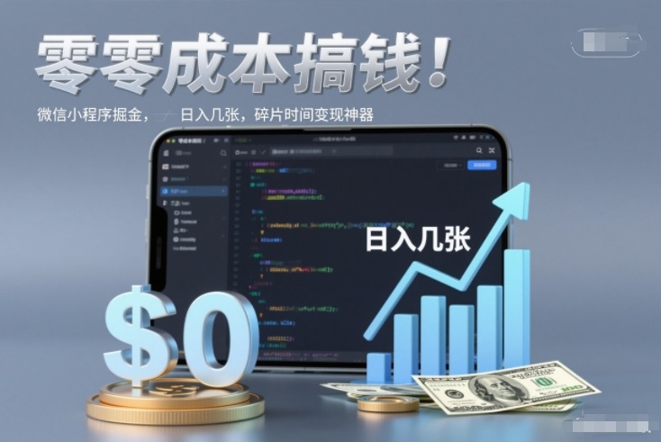 零成本搞钱，微信小程序掘金，简单易操作，日入几张，碎片时间变现神器【揭秘】-优优云网创