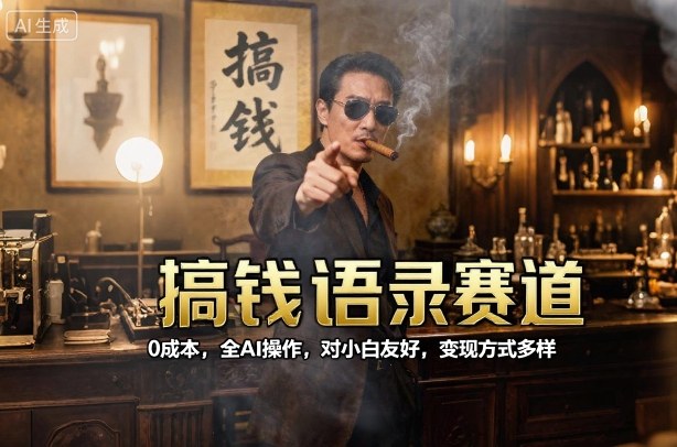 搞钱语录赛道，0成本，全AI操作，对小白友好，变现方式多样-优优云网创