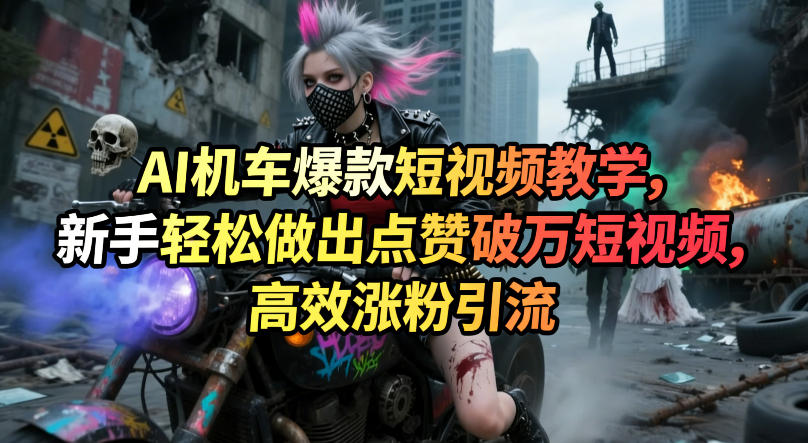 AI机车爆款短视频教学,新手轻松做出点赞破万短视频,高效涨粉引流