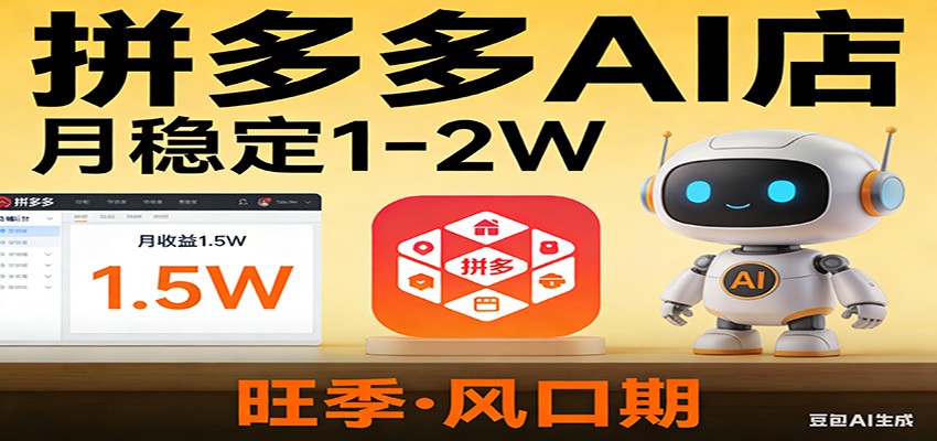 开一家拼多多AI店，月稳定1-2W，目前旺季，风口期！-优优云网创