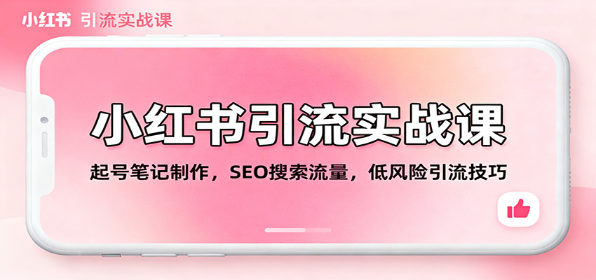 小红书引流实战课:起号笔记制作,SEO搜索流量,低风险引流技巧-优优云网创
