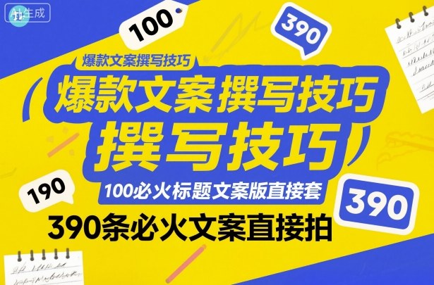 爆款文案撰写技巧,100个必火标题文案模版直接套,390条必火文案直接拍-优优云网创