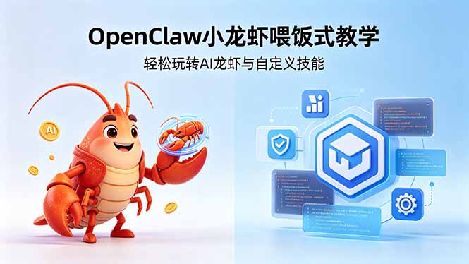 不用懂技术！OpenClaw小龙虾喂饭式教学，轻松玩转AI龙虾与自定义技能-优优云网创