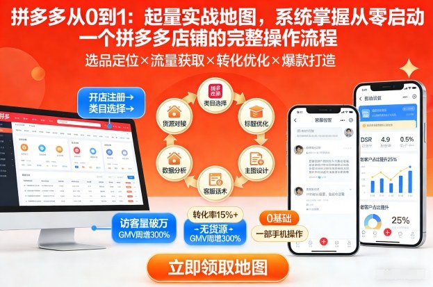 拼多多从0到1：起量实战地图，系统掌握从零启动一个拼多多店铺的完整操作流程-优优云网创