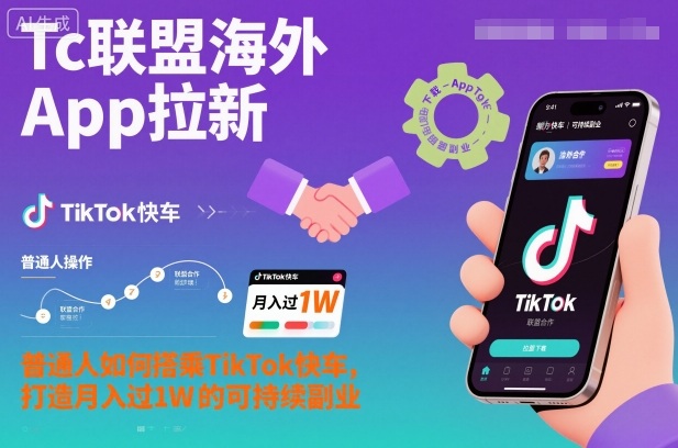 Tc联盟海外App拉新：普通人如何搭乘TikTok快车，打造月入过1W的可持续副业-优优云网创