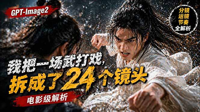 用GPT-Image2，把一段武打对决拆成24个连续镜头，从人物建立、动作衔接、运镜节奏，到情绪爆发-优优云网创