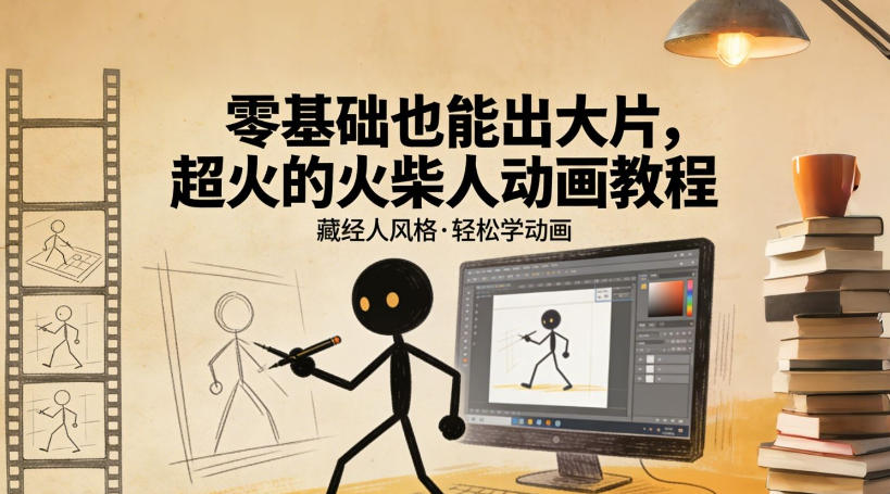 零基础也能出大片，超火的火柴人动画教程(藏经人风格)-优优云网创