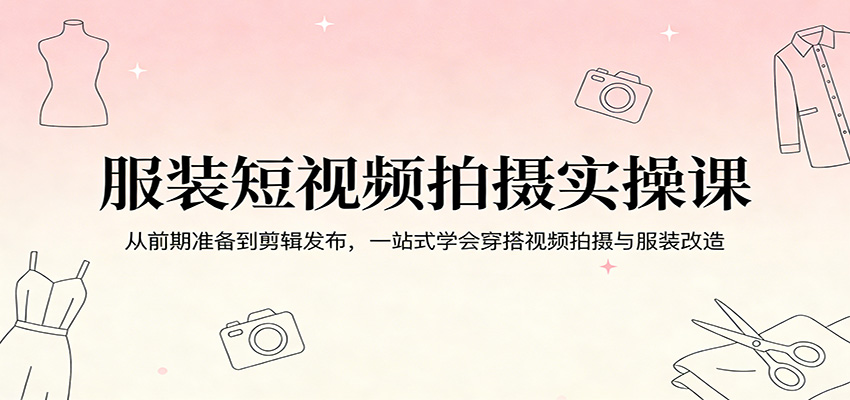 服装短视频拍摄实操课：从前期准备到剪辑发布，一站式学会穿搭视频拍摄与服装改造-优优云网创