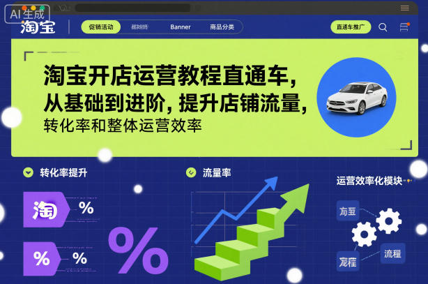 淘宝开店运营教程直通车,从基础到进阶,提升店铺流量,转化率和整体运营效率(更新26年3月24日)-优优云网创