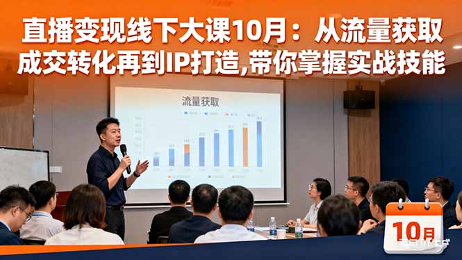 直播变现线下大课10月：从流量获取到成交转化再到IP打造,带你掌握实战技能-优优云网创