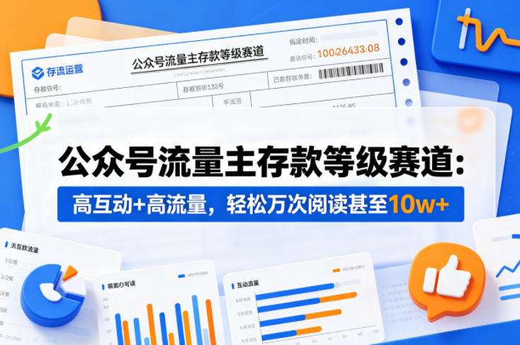 公众号流量主之存款等级赛道,高互动+高流量,轻松达到万次阅读,甚至10w+-优优云网创