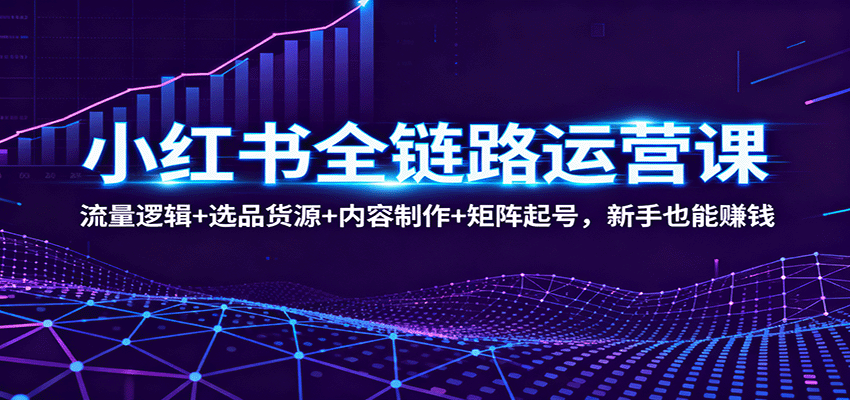 小红书全链路运营课:流量逻辑+选品货源+内容制作+矩阵起号,新手也能赚钱-优优云网创