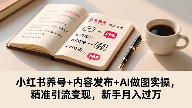 小红书养号+内容发布+AI做图实操，精准引流变现，新手月入过万-优优云网创