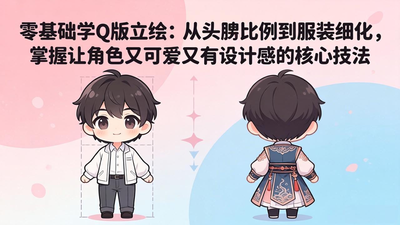 零基础学Q版立绘：从头身比例到服装细化，掌握让角色又可爱又有设计感的核心技法-优优云网创