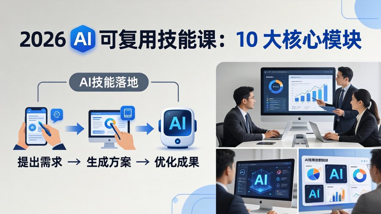 2026AI可复用技能-4月新课：10大核心模块，手把手教你把AI用进工作、产出成果-优优云网创
