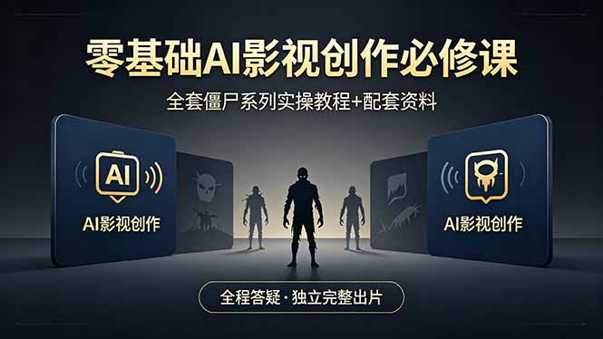 零基础AI影视创作必修课,全套僵尸系列实操教程加配套资料,全程答疑带你独立完整出片-优优云网创