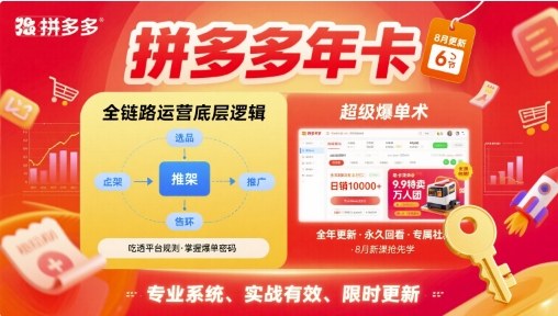 拼多多年卡，拼多多全链路运营底层逻辑，超级爆单术【更新10月】-优优云网创