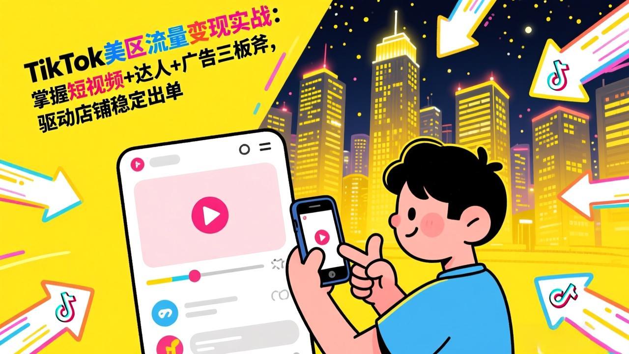 TikTok美区流量变现实战：掌握短视频+达人+广告三板斧，驱动店铺稳定出单-优优云网创