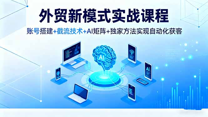 外贸新模式实战课程,账号搭建+截流技术+AI矩阵+独家方法实现自动化获客-优优云网创