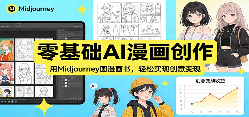 零基础AI漫画创作：用Midjourney画漫画书，轻松实现创意变现-优优云网创