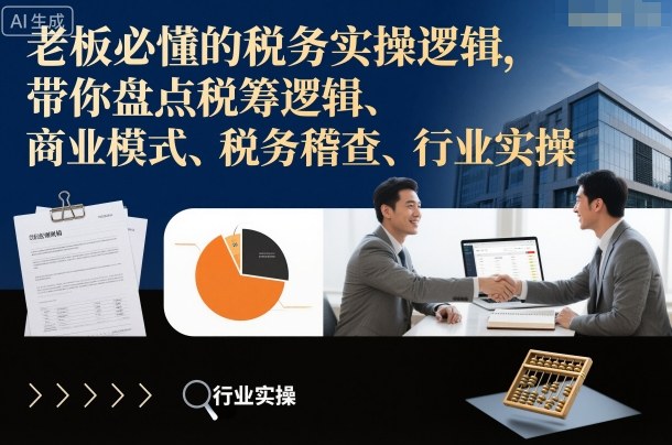 老板必懂的税务实操逻辑，带你盘点税筹逻辑、商业模式、税务稽查、行业实操