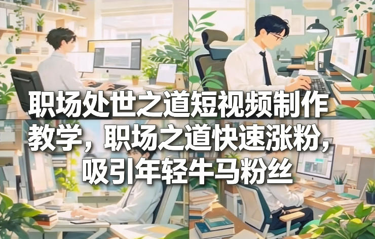 职场处世之道短视频制作教学，职场之道快速涨粉，吸引年轻牛马粉丝-优优云网创