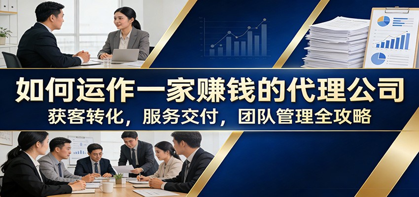 如何运作一家赚钱的代理公司：获客转化，服务交付，团队管理全攻略-优优云网创