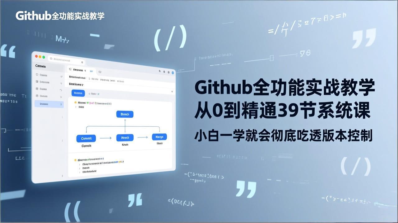 GitHub-全功能实战教学,从0到精通39节系统课,小白一学就会彻底吃透版本控制-优优云网创