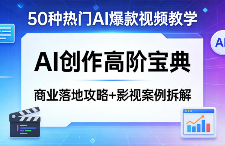 50种热门AI爆款视频教学，AI创作高阶宝典，商业落地攻略+影视案例拆解-优优云网创