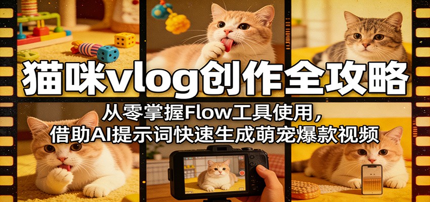 猫咪vlog创作全攻略:从零掌握Flow工具使用,借助AI提示词快速生成萌宠爆款视频-优优云网创