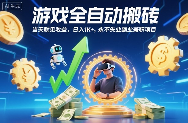 游戏全自动搬砖，当天就见收益，日入1K+，永不失业副业兼职项目【揭秘】-优优云网创