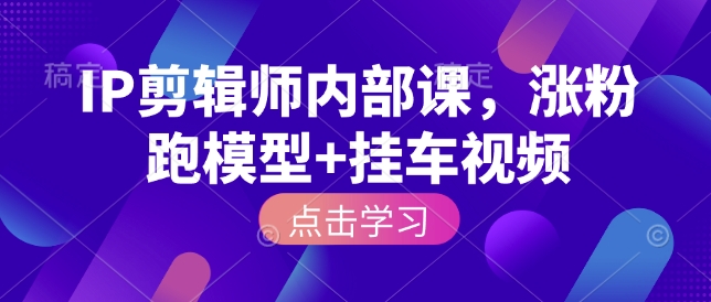 IP剪辑师内部课,涨粉跑模型+挂车视频(更新)-优优云网创
