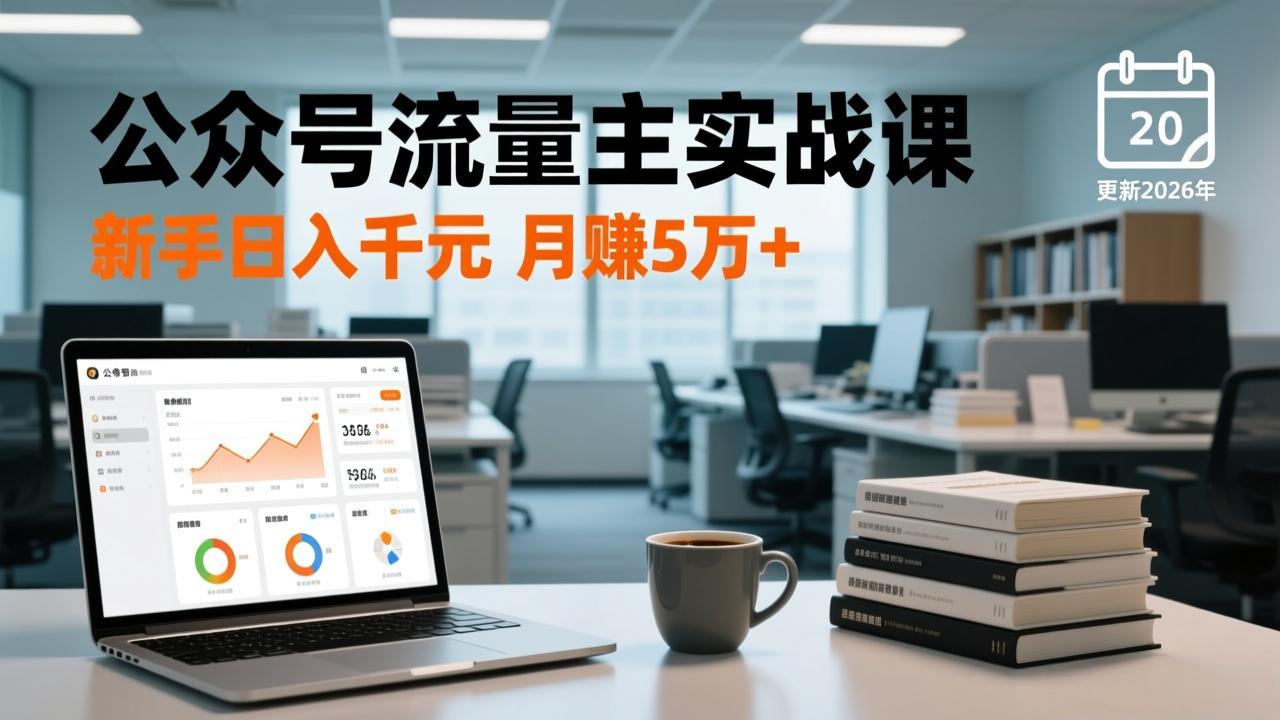 公众号流量主实战课，爆文写作、流量池运营、多平台分发，新手日入千元月赚5万+更新2026年-优优云网创