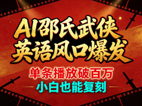 AI邵氏武侠英语风口爆发,单条播放破百万,小白也能复刻-优优云网创