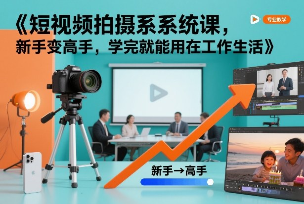 短视频拍摄系统课，新手变高手，学完就能用在工作生活-优优云网创