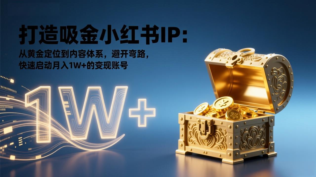 打造吸金小红书IP：从黄金定位到内容体系，避开弯路，快速启动月入1W+的变现账号-优优云网创